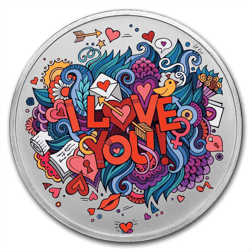 Picture of 1oz APMEX Love Silver Coin Red