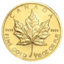 Picture of 1995 1/10th oz Canadian Maple BU Gold Coin