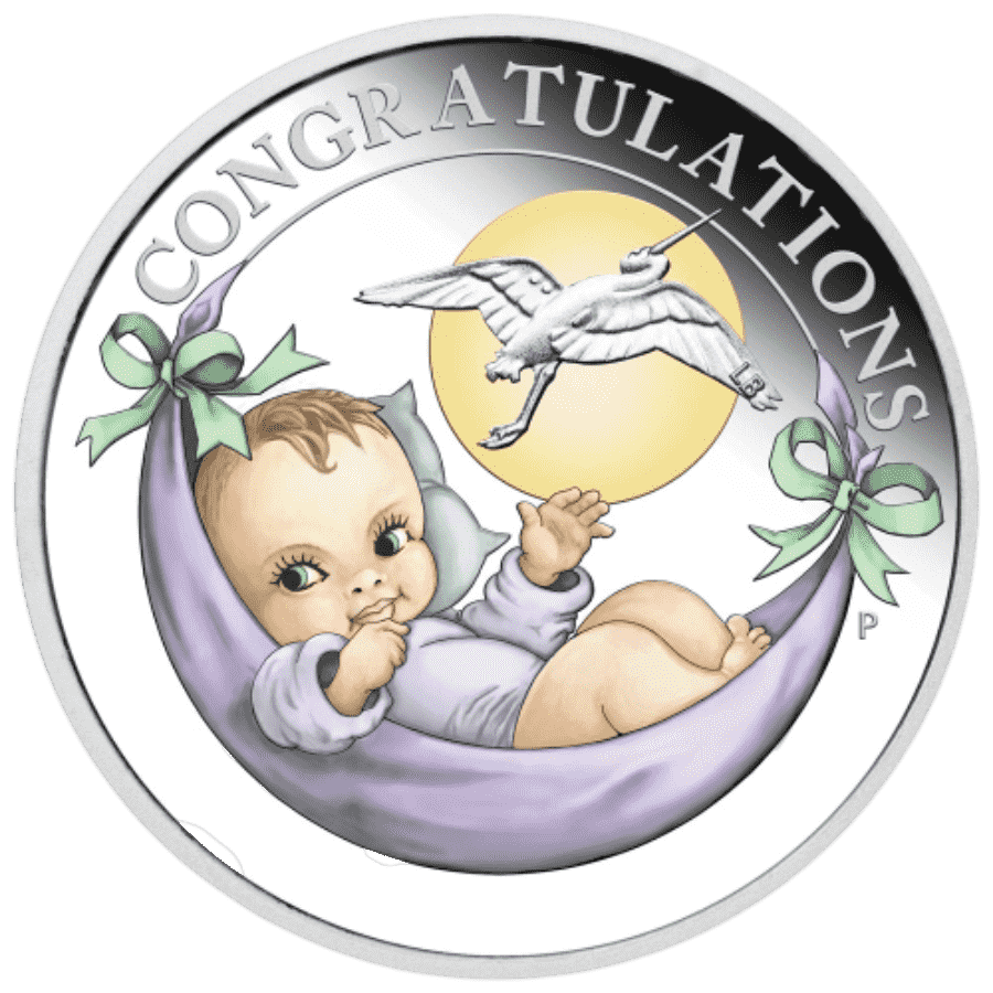 Picture of 2022 1/2 oz Newborn Baby Silver Proof Coin in presentation box