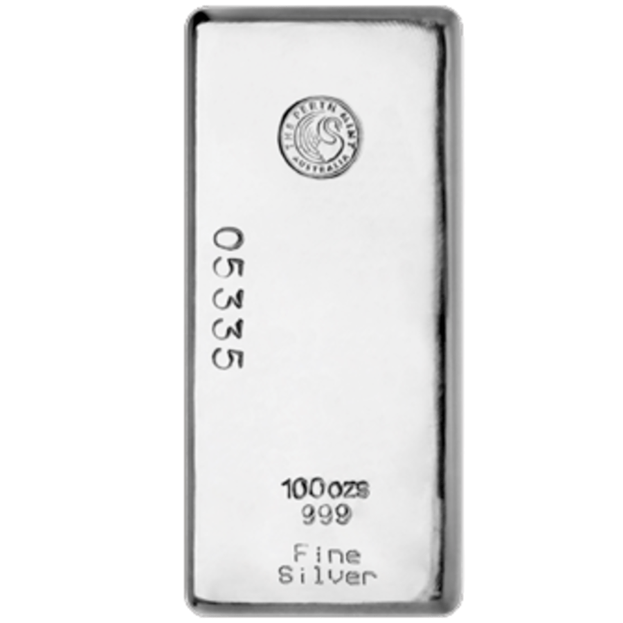 Picture of 100oz Perth Mint Silver Cast Bar with Serial Number