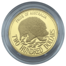 Picture of 1992 Australian 10g Gold $200 The Pride of Australia Echidna Proof Coin in Presentation Box