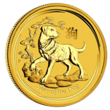 Picture of 2018 1/20th oz Lunar Series II - Year of the Dog Gold Coin
