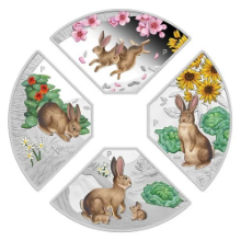 Picture of 2023 Lunar Series III Year of the Rabbit Quadrant Silver Proof Four-Coin Colourised Set