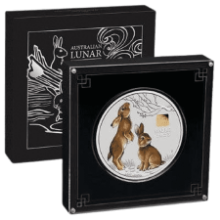 Picture of 2023 1kg Lunar  Year of the Rabbit Silver Coin with Gold Privy Mark in Presentation Box