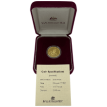 Picture of 1998 1/3oz $100 Floral Emblems of Australia Sturts Desert Pea Gold Proof Coin in Presentation Box