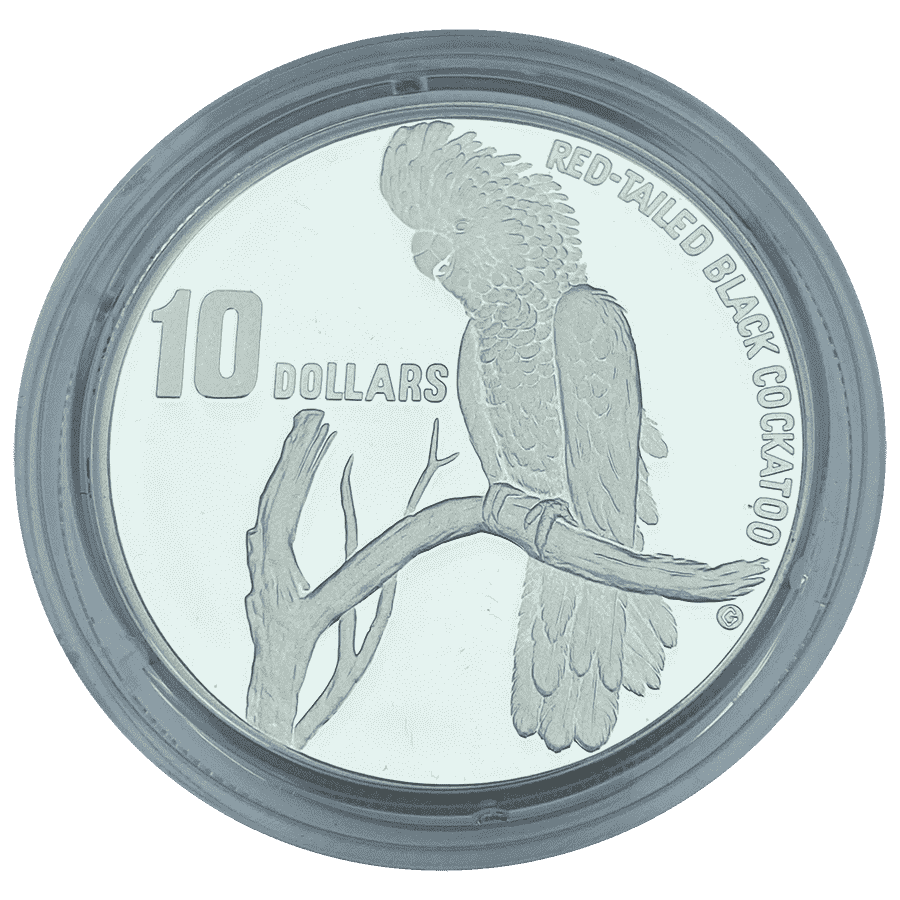 Picture of 1997 Australian 40g Silver Australia's Endangered Series South-eastern Red-tailed Black Cockatoo Proof Coin in Presentation Box