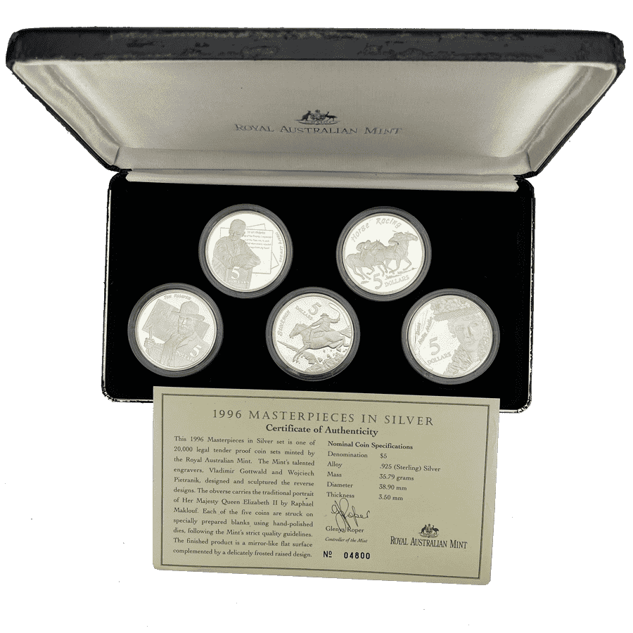Picture of 1996 Australian Masterpieces in Silver Horse Racing  Silver 5 Coin Proof Set