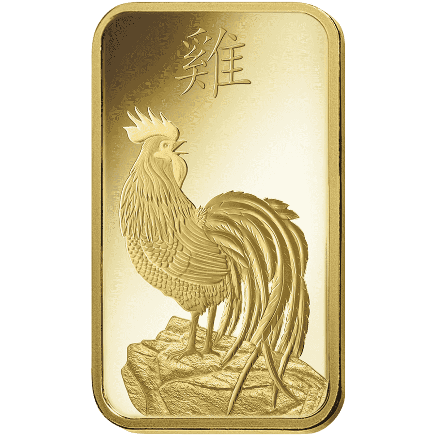 Picture of 2017 5g PAMP Lunar Rooster Gold Minted Bar
