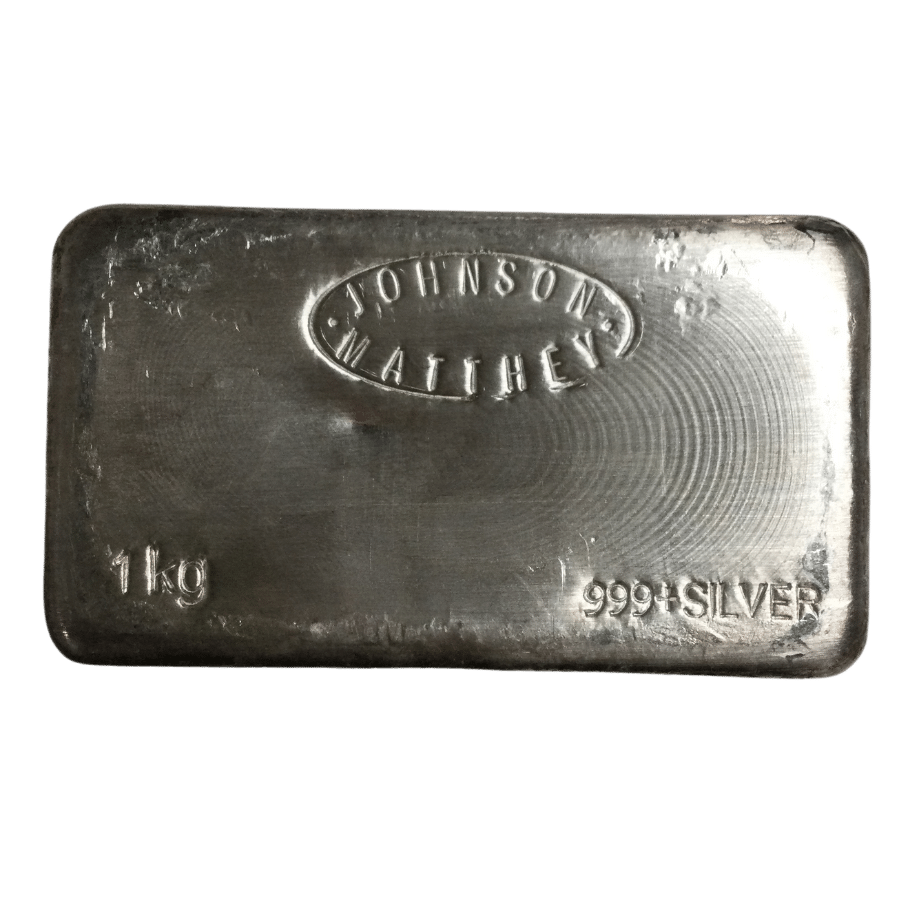 Picture of 1kg Vintage Johnson Matthey Silver Cast Bar