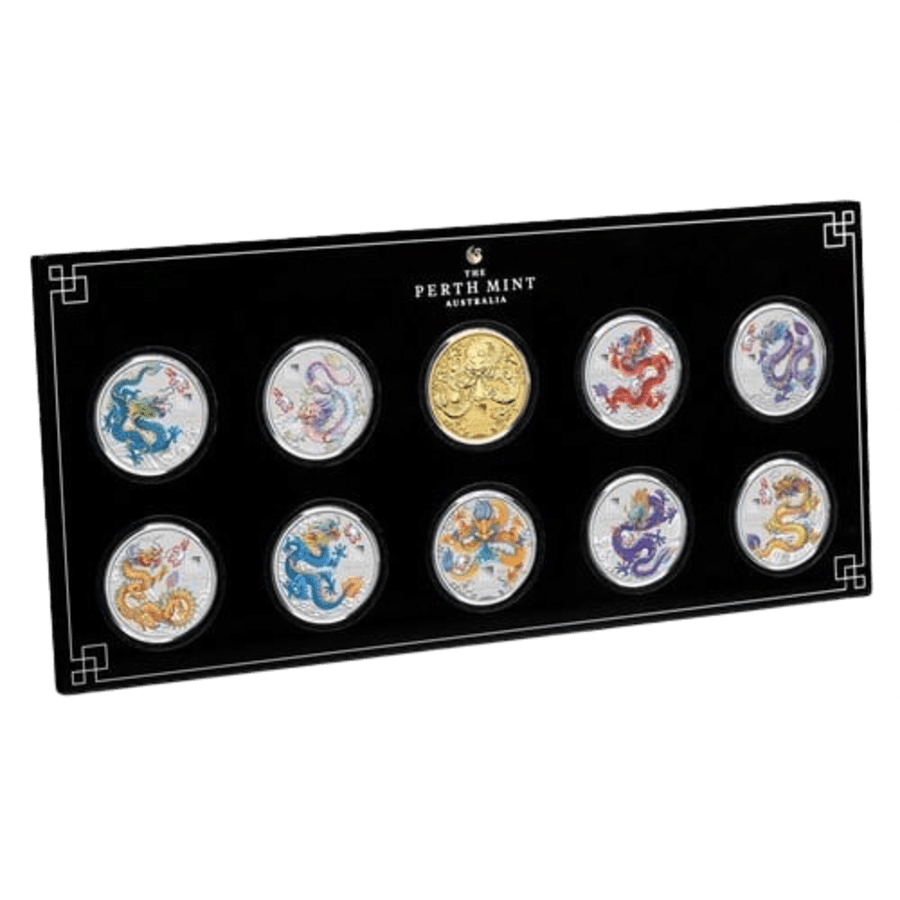 Picture of 2024 1/2oz Silver Lunar Series III Year of the Dragon Ten-Coin Set 