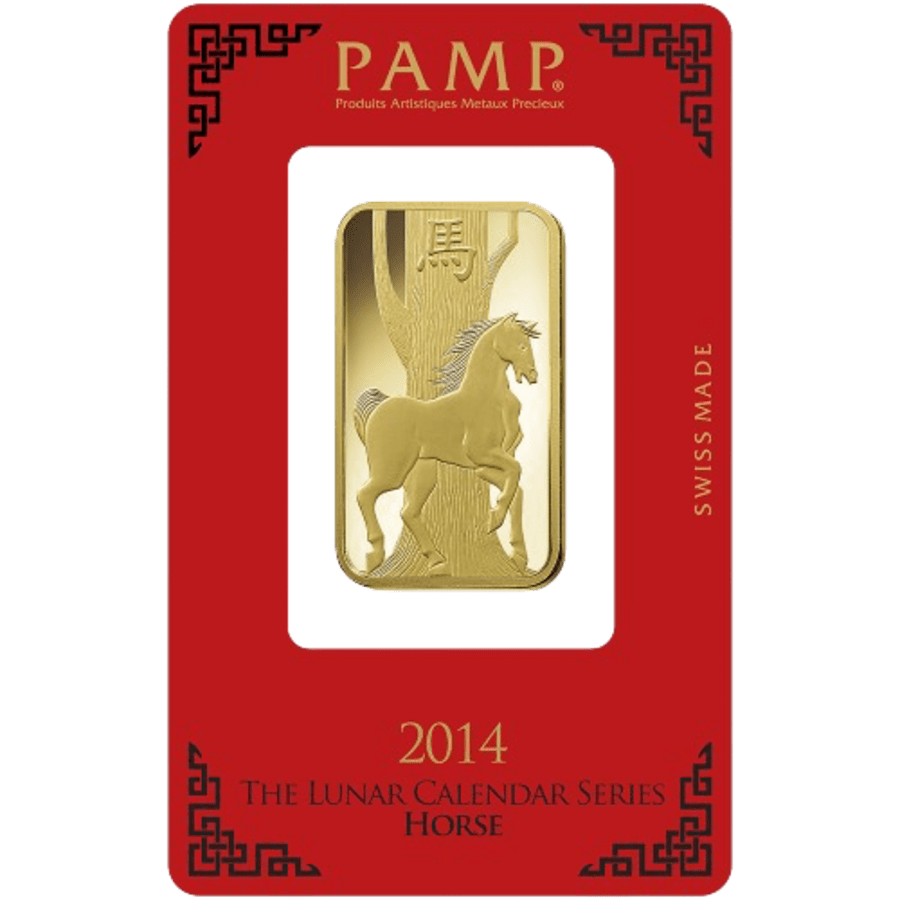 Picture of 2014 1oz PAMP Lunar Horse Gold Minted Bar