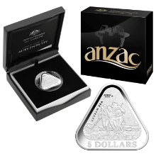 Picture of 2015 $5 Anzac Centenary Triangular Silver Proof Coin in Presentation Box